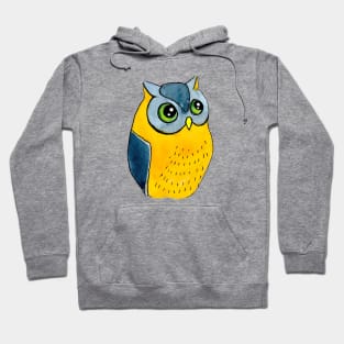Yellow Blue Owl Watercolor Hoodie